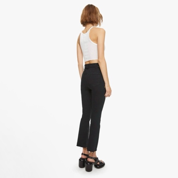 Mother The Hustler Ankle Fray Jean High Waist Flare Raw Hem Not Guilty Black 27 - Picture 3 of 16